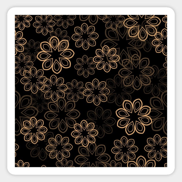 Neon Floral Light Orange on Black Repeat 5748 Sticker by ArtticArlo